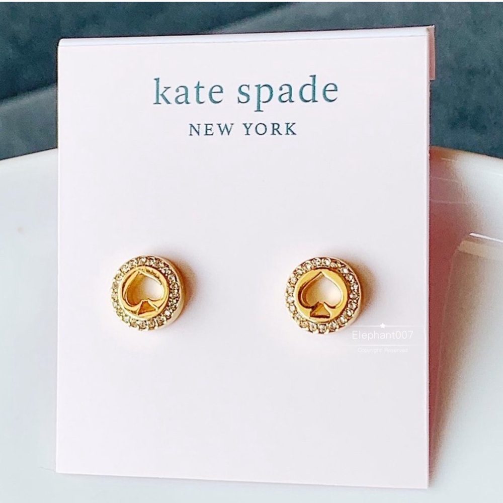 Kate Spade gold logo crystal earrings